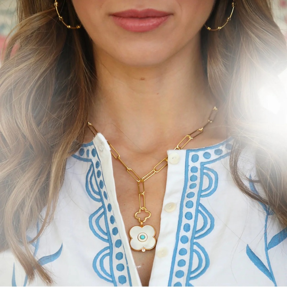 ASHA Evil Eye Clover Charm Necklace